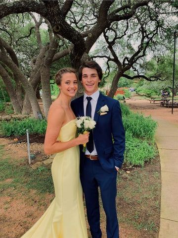 Yellow Prom Dresses,Strapless Evening Dress Pretty Prom Dresses HZ1023